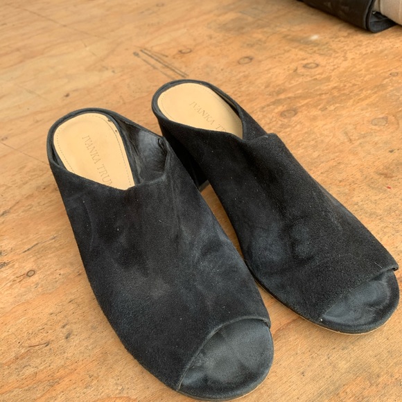 Ivanka Trump Peep Toe Suede Clogs - Picture 2 of 5